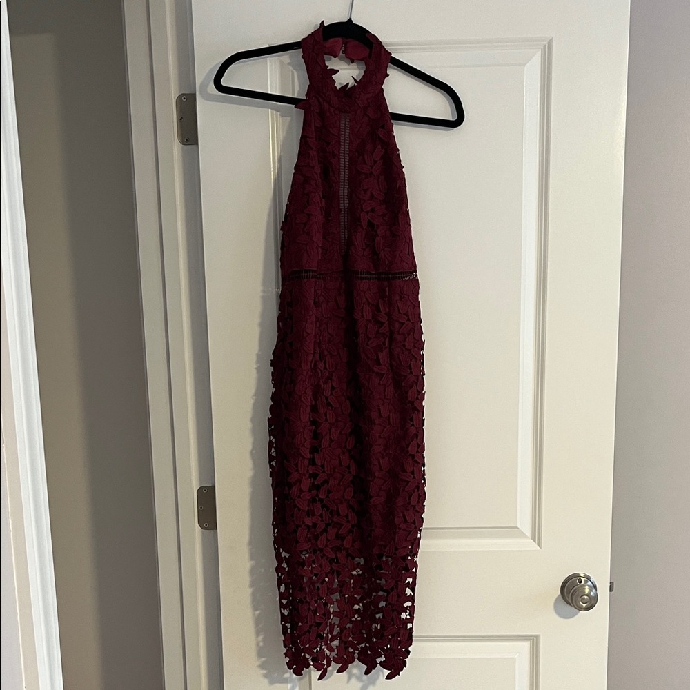 Bardot Elegant Backless Wine Lace Dress 8